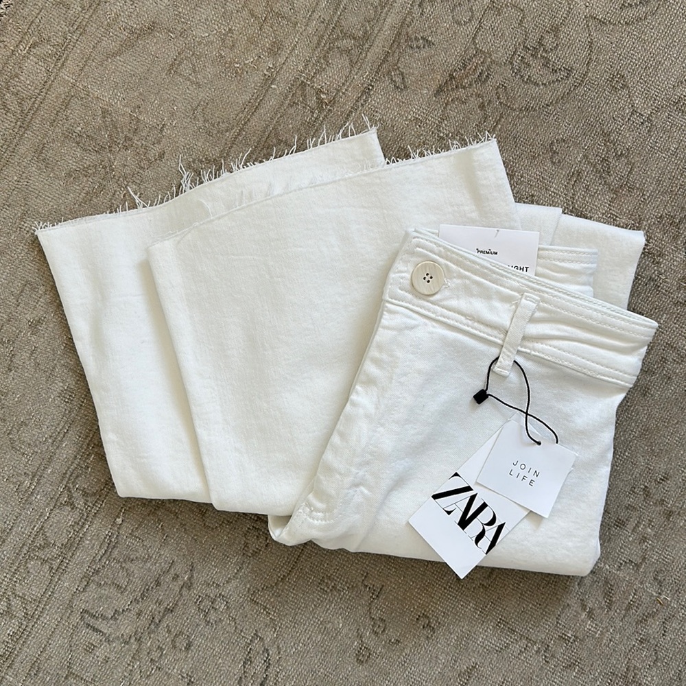 Zara Marine Straight wide leg denim in white size 4